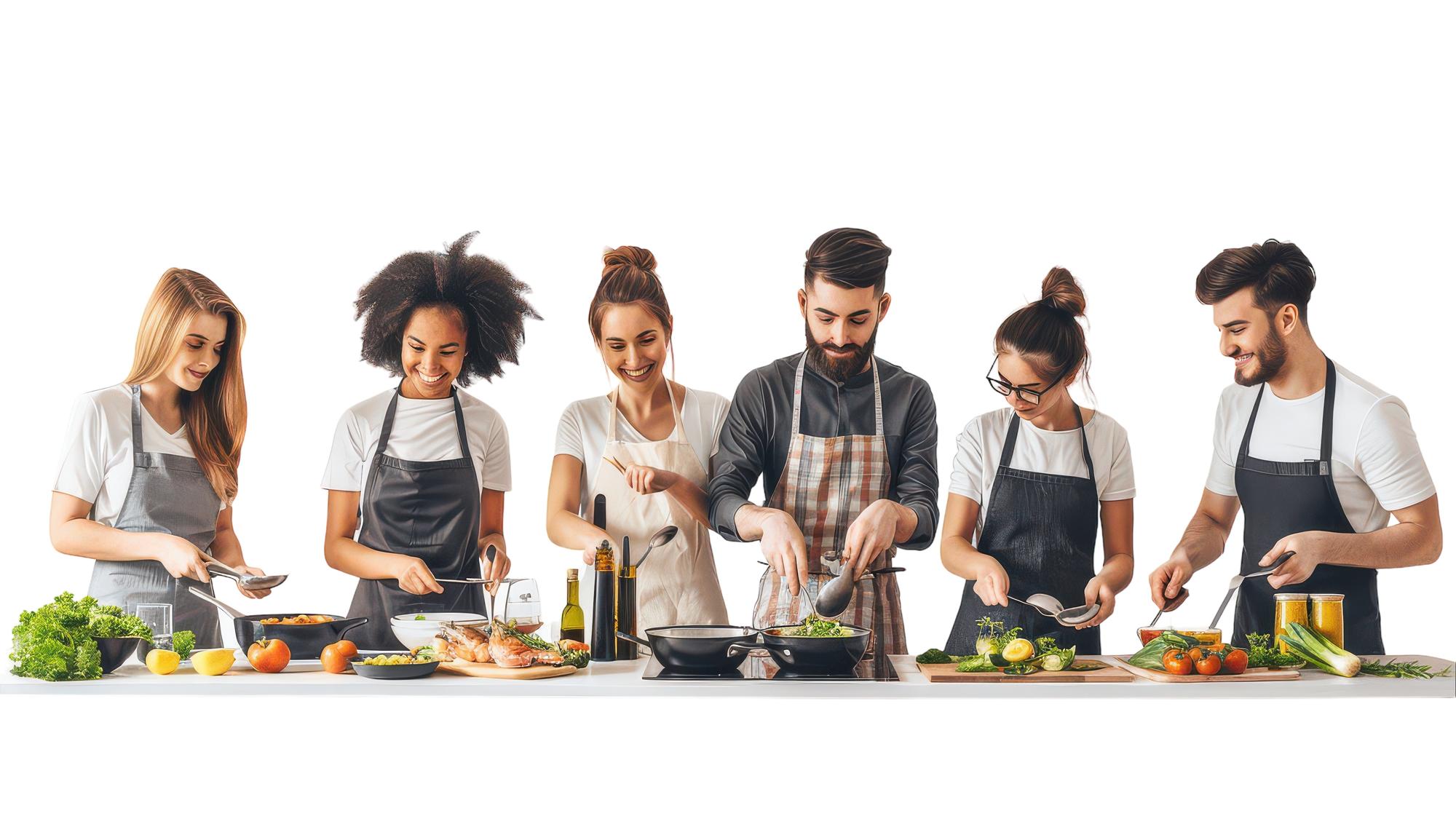 Small group around a kitchen island